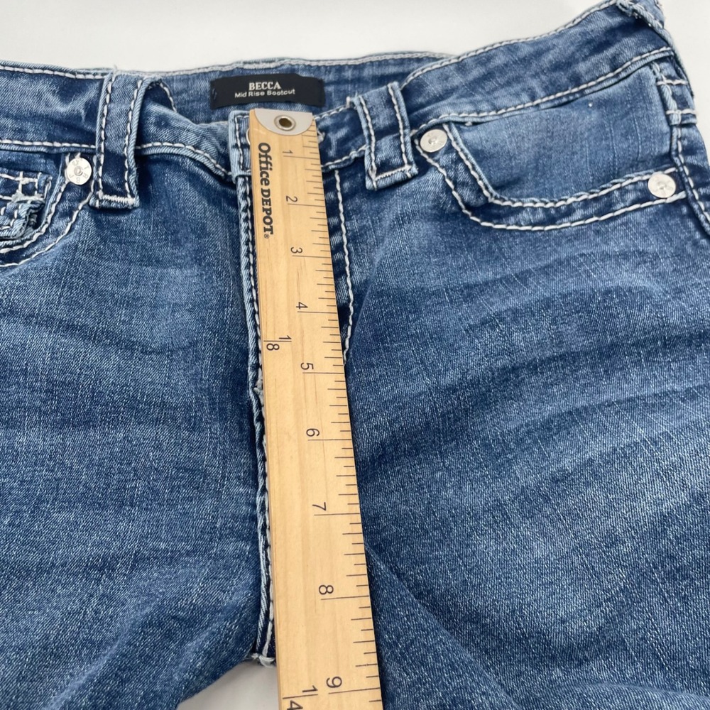 True Religion Jeans Women 27 Blue Becca Mid Rise Bootcut Horseshoe Flap Pocket - Picture 6 of 14